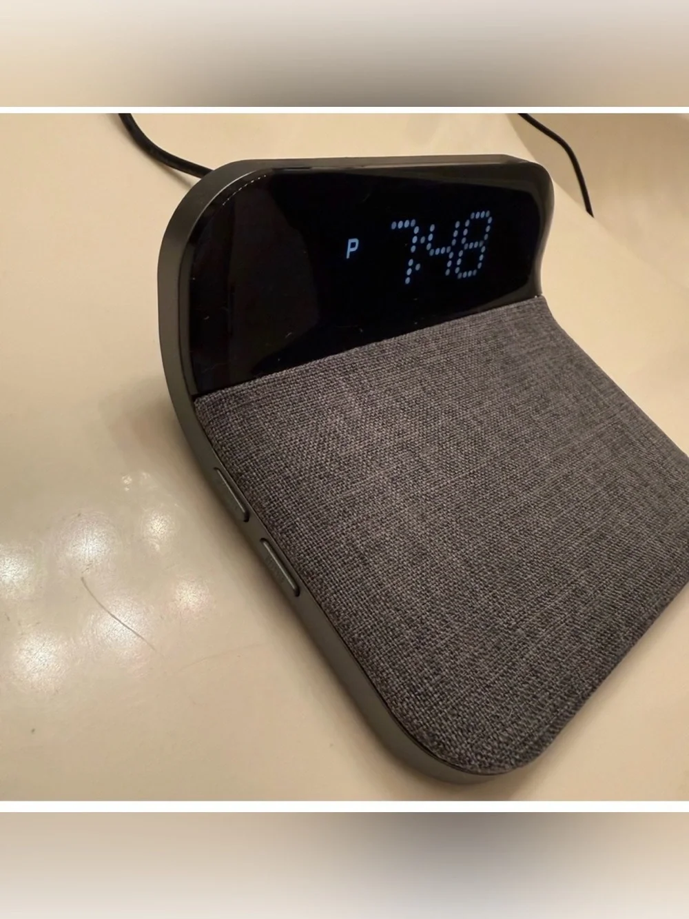 iHome Alarm Clock and Phone Charger Grey and Black Digital Battery Backup